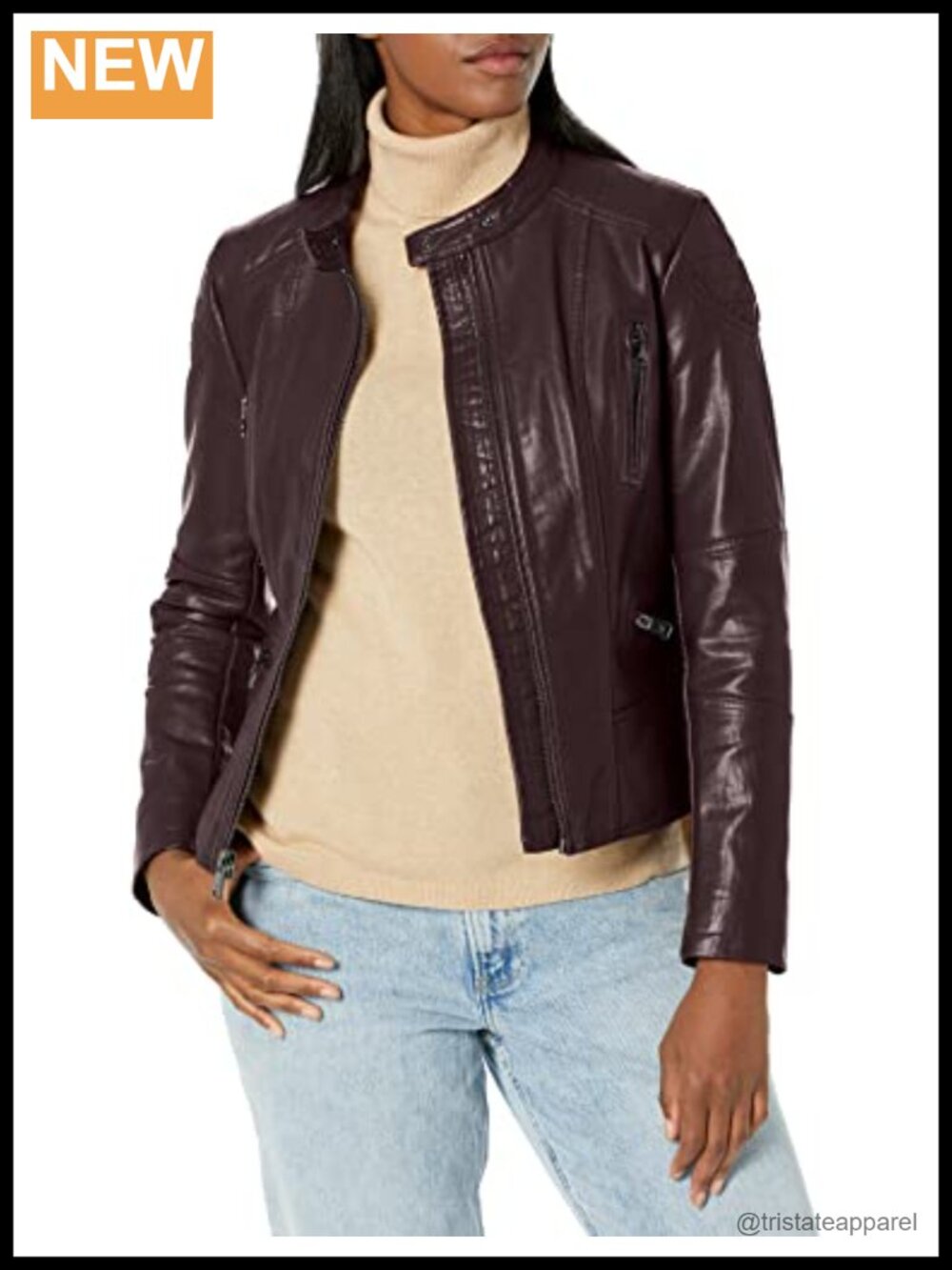 Classic Short Moto Faux Leather Jacket with Zipper